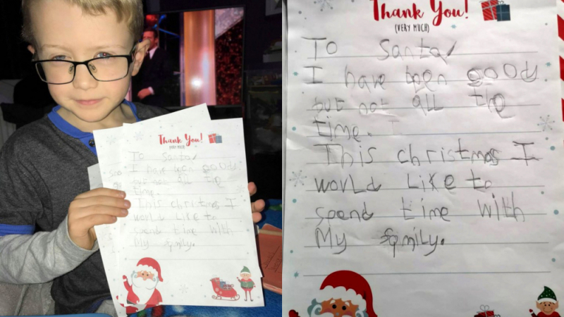 Майка прочете писмото на 6-годишния си син до Дядо Коледа и се разплака СНИМКИ 