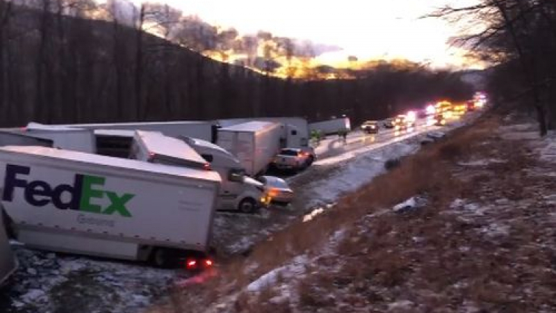 Страшна катастрофа с 58 превозни средства на магистрала в САЩ ВИДЕО