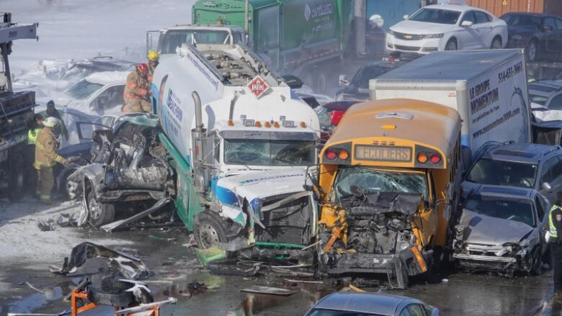 Жестока верижна катастрофа с най малко 70 пострадали и 200 коли в Канада ВИДЕО