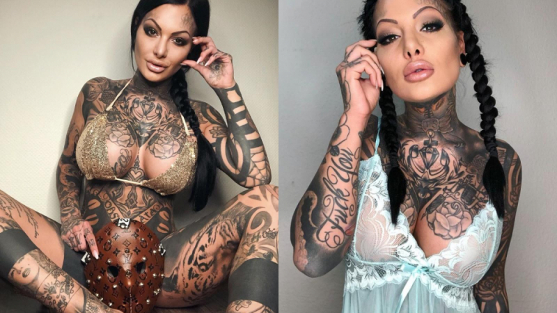 Красавицата Мара покри пищните си форми с татуировки и нагорещи мрежата СНИМКИ 18+