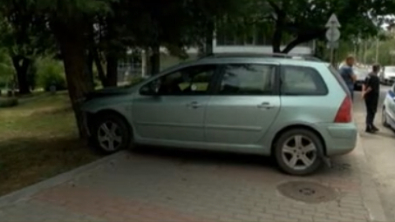 Куриоз: Кола без шофьор пресече булевард във Велико Търново и се заби в дърво