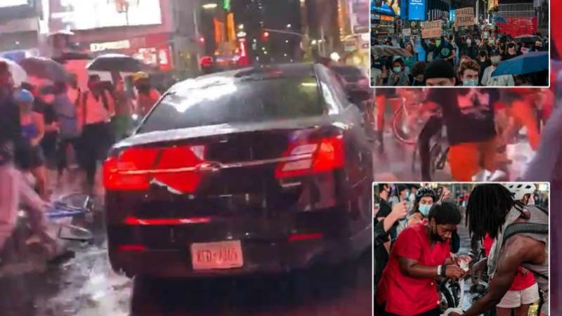 Извънредно от Ню Йорк: Кола се вряза в протест за "расова справеливост" на „Таймс Скуеър“ ВИДЕО