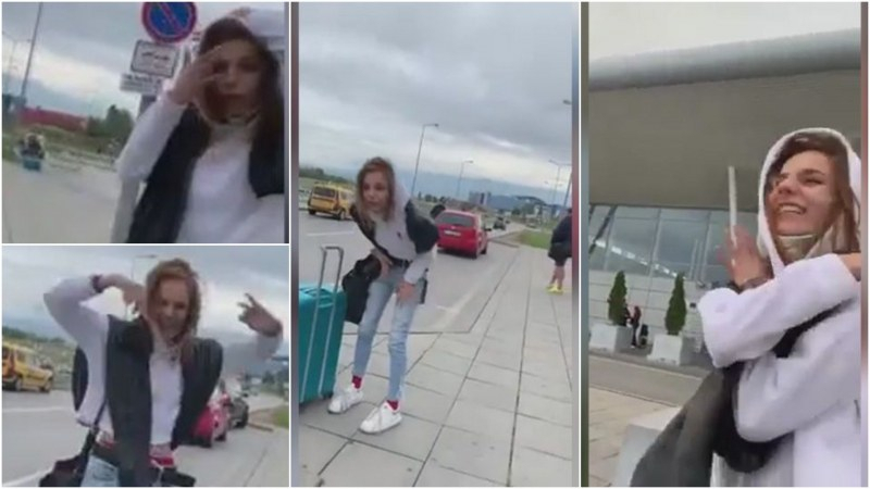 Дрогата не прощава: Неадекватна красавица скандализира на летище София ВИДЕО