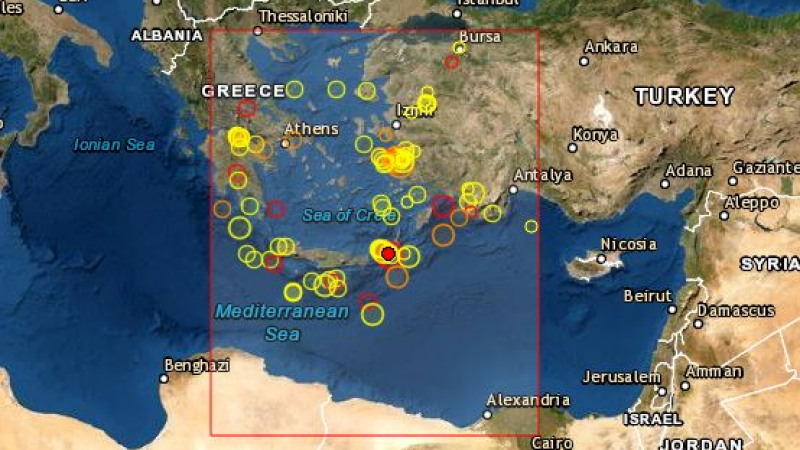 Нов ужас в Средиземноморието! Силен трус удари остров Крит СНИМКИ