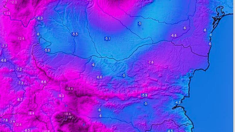 Карта на Meteo Balkans показа какъв кучи студ скова България, а утре...