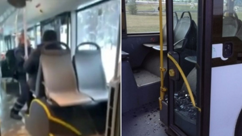 Развръзка с агресора, изпотрошил с чук автобус в София