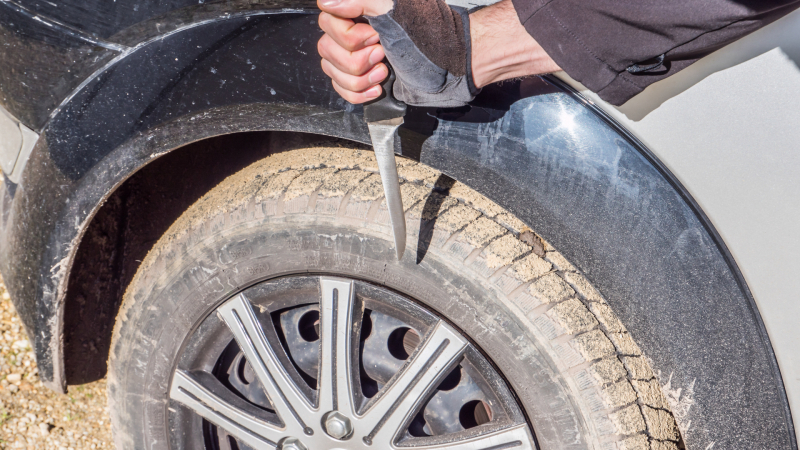 Отмъстител реже гумите на съседи, но си причини нещо ужасно ВИДЕО