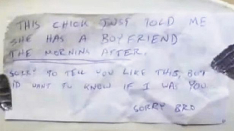 Мъж намери загадъчна бележка в тоалетната и приятелката му загази
