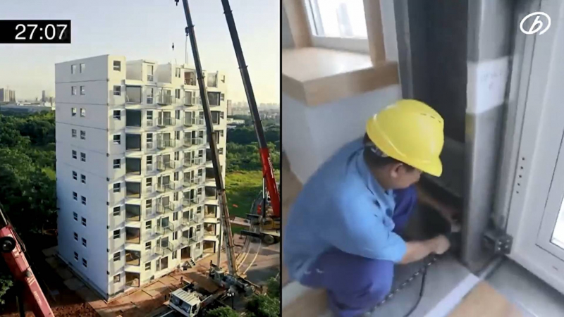 Строители издигнаха 10-етажен блок до ключ за 29 часа ВИДЕО