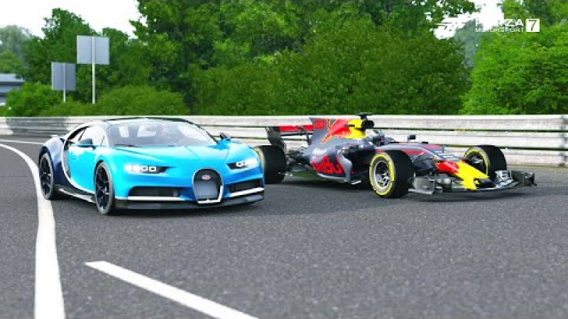 Уникална автобитка: Болид от Формула 1 срещу Bugatti Chiron ВИДЕО