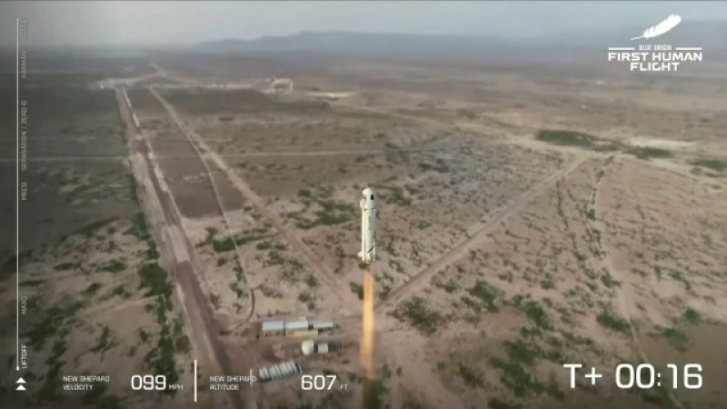 Историческо: Джеф Безос излетя с ракетата си в Космоса НА ЖИВО