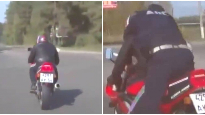 Екшън ВИДЕО: Катаджия скочи върху мотоциклета на пиян шофьор в движение 
