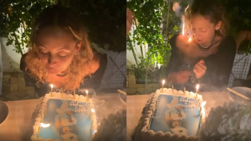 Кошмарно ВИДЕО: Актриса почти изгоря на рождения си ден над тортата