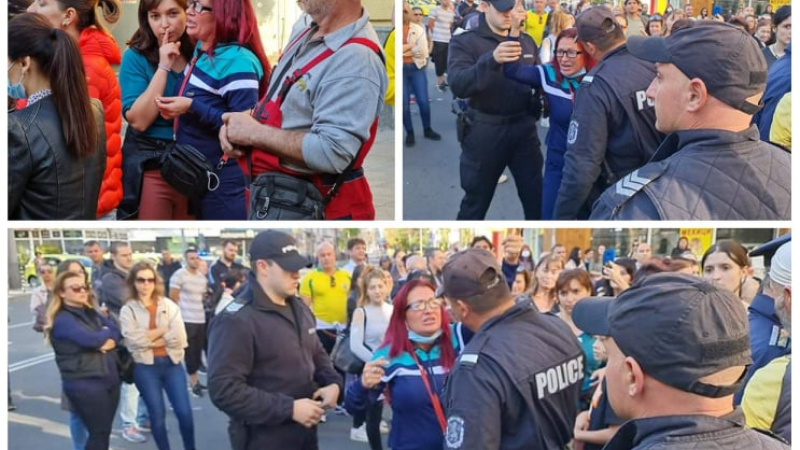 Огън жена разпердушини всички на протеста срещу зелените сертификати в Бургас ВИДЕО