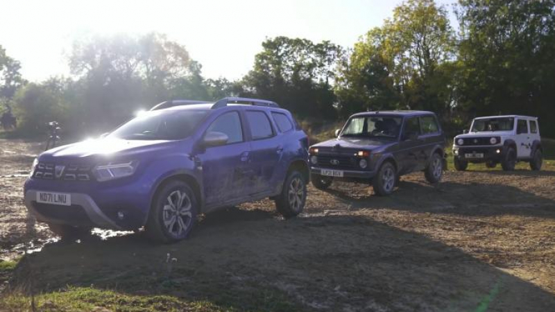 Офроуд битка: Lada Niva срещу Renault Duster и Suzuki Jimny ВИДЕО