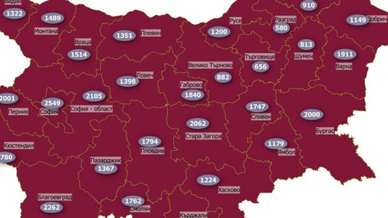 Цяла България вече е в тъмночервената зона КАРТА
