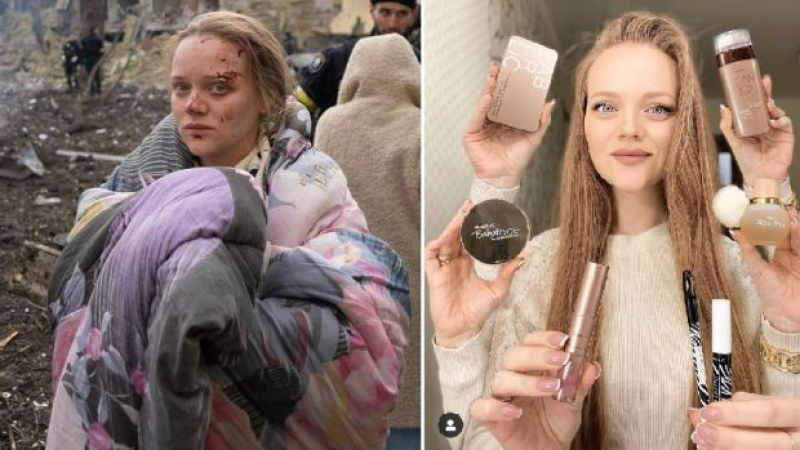 Скандални СНИМКИ разкриват как манекенка играе ролята на жертва на руската атака по родилния дом в Мариупол