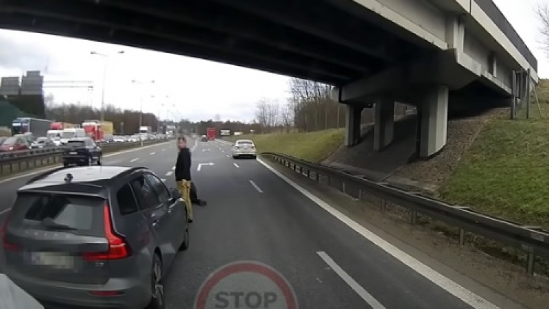 Не е за вярване какво направи този пешеходец на пътя ВИДЕО