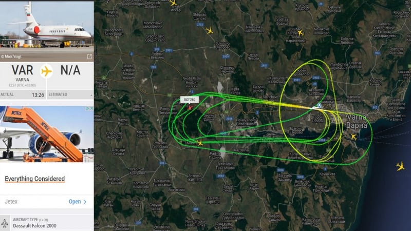 Правителственият Фалкон със странни маневри над Варна СНИМКА