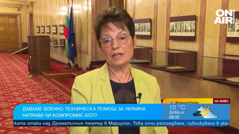 Ирена Анастасова: Благодарение на БСП България няма да изпраща оръжия за Украйна