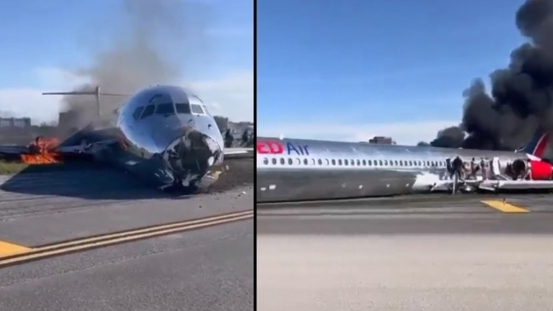 Самолет със 137 души удари кула в Маями и избухна при кацане ВИДЕО