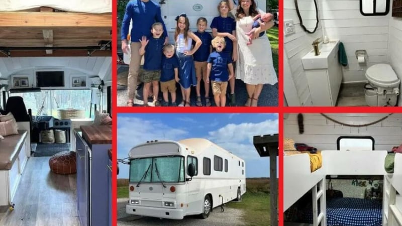 Семейство със 7 деца живее и пътешества с автобус