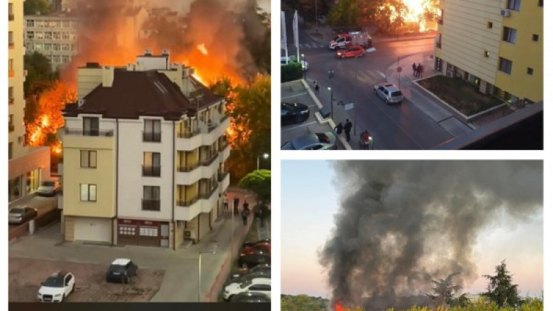 Огнен ад във Варна, пламъците се издигат до небето ВИДЕО