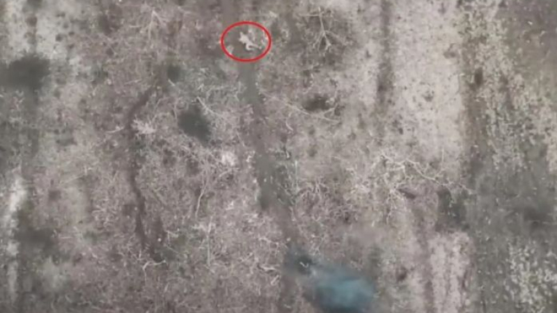 ВИДЕО от войната: Руски пехотинец се спаси с хитър трик от бомбите на дрон