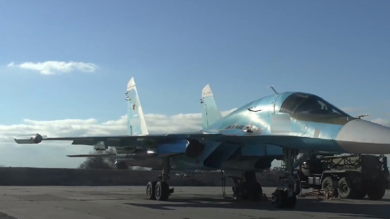 ВИДЕО от войната: Показаха бойната работа на екипажите на Су-34 от руските ВКС 