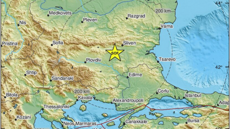 Земетресение разлюля България посред нощ КАРТА