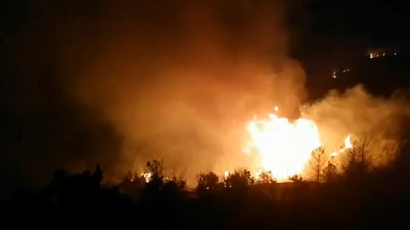 Огромен пожар бушува край Елешница ВИДЕО