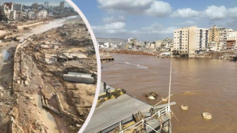 Сателитни снимки показаха ужасяващите щети от бурята в Либия ВИДЕО