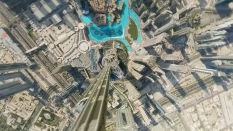 Ужасяващо ВИДЕО показа какво е да паднеш от най-високата сграда в света 