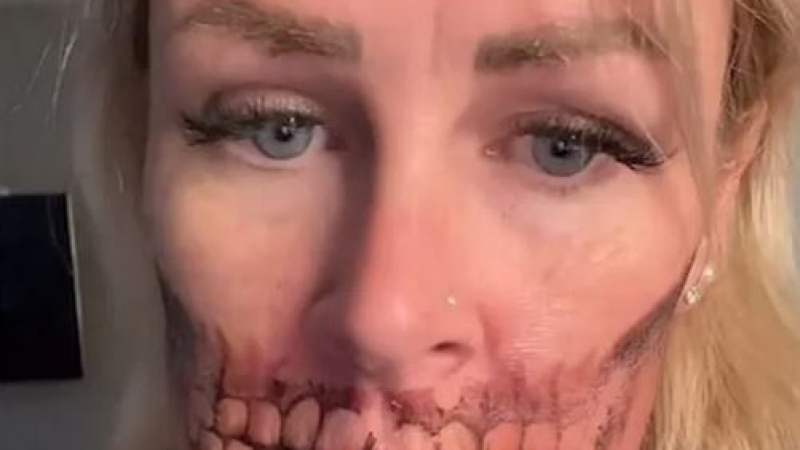 Жена изпадна в паника - не може да изтрие "временна" маскировка за Хелоуин СНИМКИ
