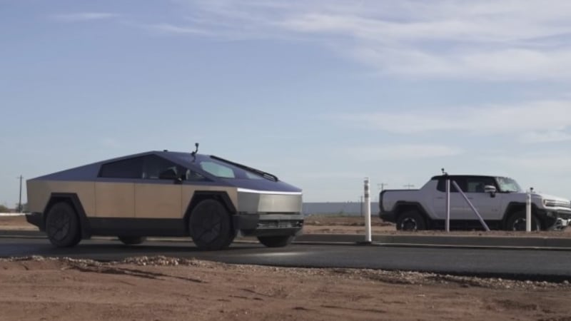 Новият Tesla Cybertruck срещу Hummer, ето кой по-бърз на пистата ВИДЕО