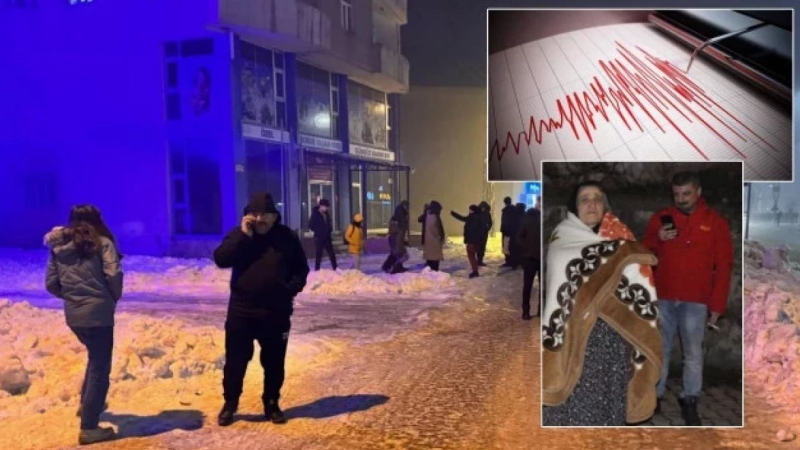 Мощен трус в Турция, хората бягат панически в снежните преспи СНИМКИ