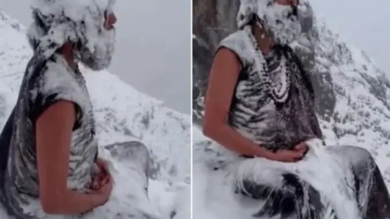 Това ВИДЕО обиколи цял свят: Мъж медитира в снежна буря на върха на Хималаите