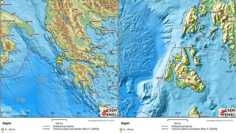 Две земетресения в Гърция през няколко минути 