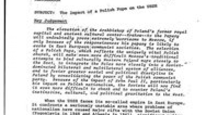 Нови документи на ЦРУ говорят за българска връзка в опита за убийство на Йоан Павел Втори 