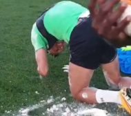 Футболистите на Лудогорец "атакуваха" Марселиньо с яйца и брашно ВИДЕО