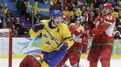 Швеция би Беларус на турнира по хокей