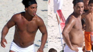 Роналдиньо показа шкембе на плажа