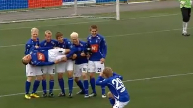 Лудите от Исландия хвърлят граната по време на мач (ВИДЕО)