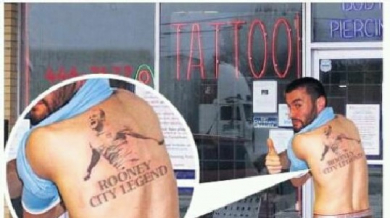 Глупав фен на Сити си татуира образа на Рууни