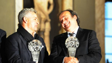 Роберто Баджо и Мишел Платини в залата на славата