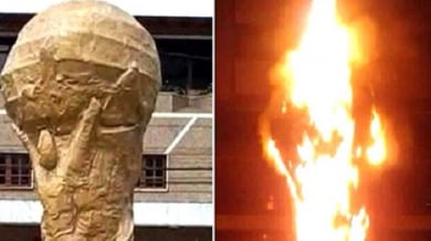 Хулигани подпалиха огромна статуя за Световното
