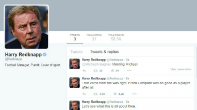 Хари Реднап с профил в &quot;Туитър&quot;