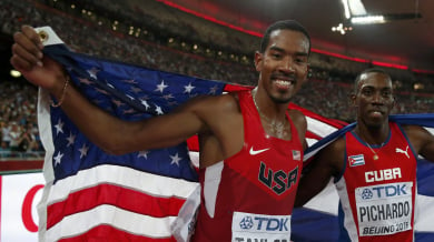 Американец триумфира в тройния скок, остана на 8 см от световния рекорд