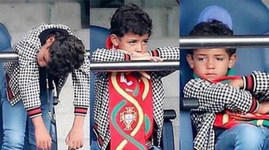 Синът на Роналдо едва на заспа на Евро 2016  