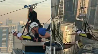 Зидан полетя от небостъргач в Дубай (ВИДЕО) 